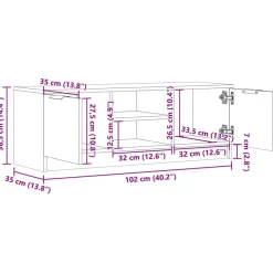 TV-kaappi vanhaa puuta 102x35x36,5 cm tekninen puu (56858)