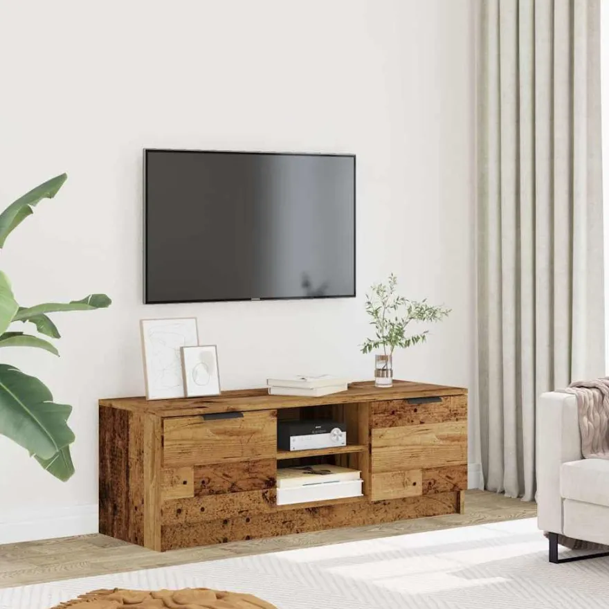 TV-kaappi vanhaa puuta 102x35x36,5 cm tekninen puu (56858)
