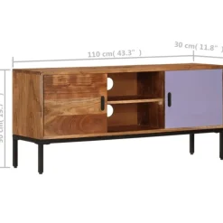 TV-taso hunajanruskea ja harmaa 110x30x50 cm täysi akaasiapuu (37076)