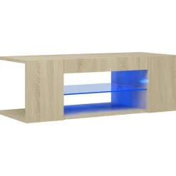 TV-taso LED-valoilla, Sonoma-tammi, 90x39x30 cm
