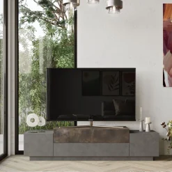 TV-taso Linento Furniture FD1, harmaa/pronssi
