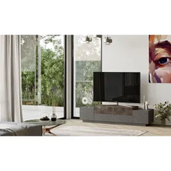 TV-taso Linento Furniture FD1, harmaa/pronssi