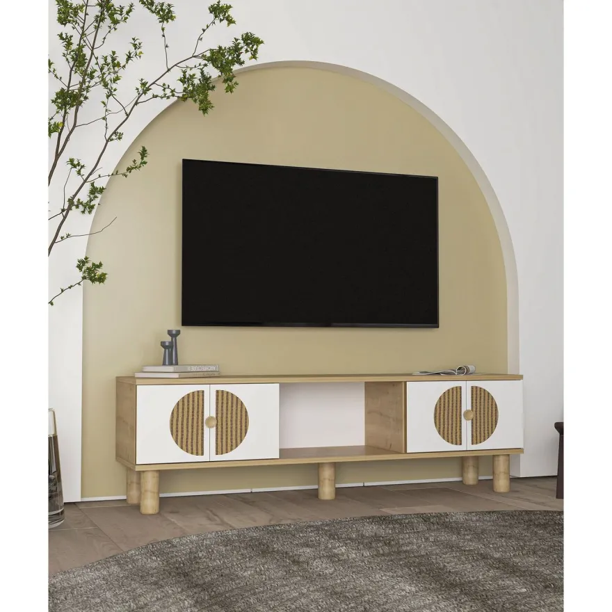 TV-taso Linento Furniture Inci Bohem, 150cm, valkoinen/ruskea