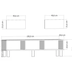 TV-taso Linento Furniture Inci Bohem, 150cm, valkoinen/ruskea