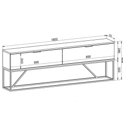 TV-taso Linento Furniture Midlake, musta/mäntypuu