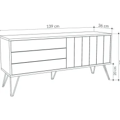 TV-taso Linento Furniture Picadilly, valkoinen/ruskea
