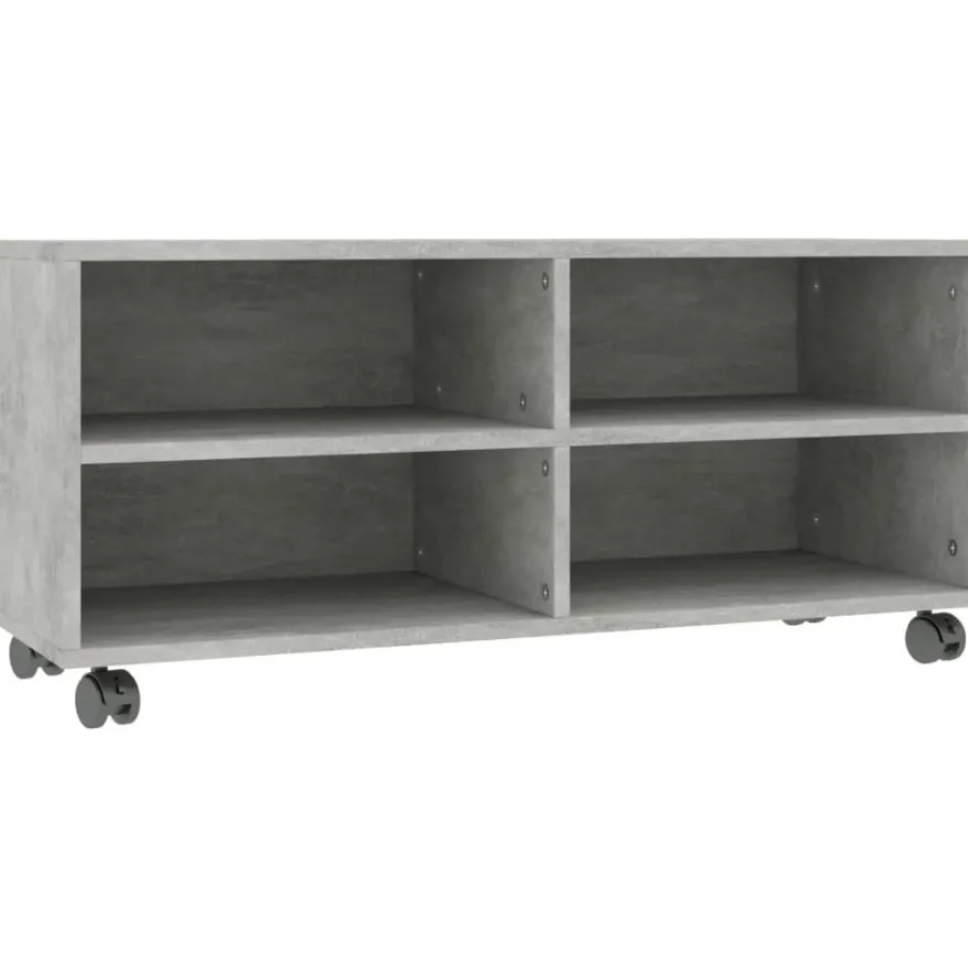 Tv-taso rullapyörillä betoninharmaa 90x35x35 cm lastulevy