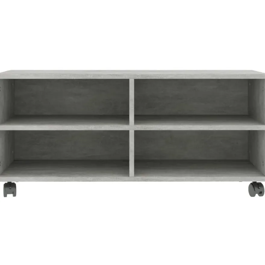 Tv-taso rullapyörillä betoninharmaa 90x35x35 cm lastulevy