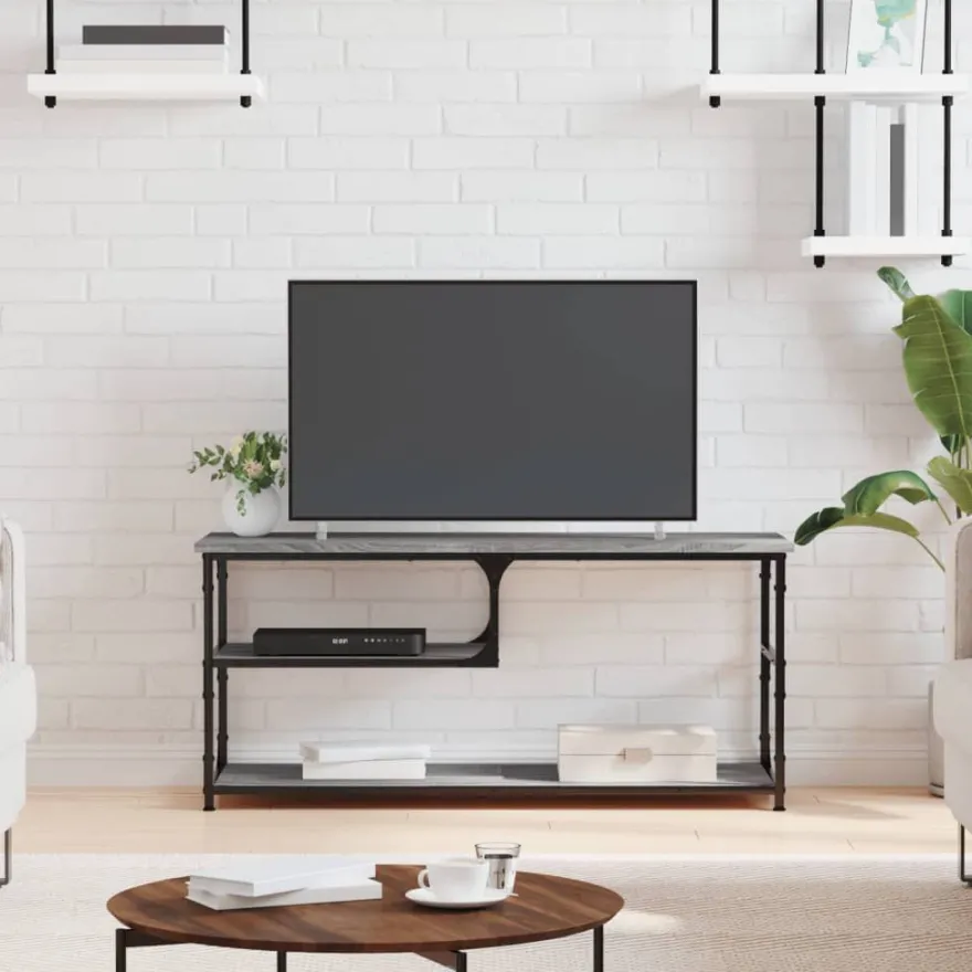 TV-taso teknisestä puusta ja teräksestä, 103x38x46,5 cm, eri värejä (29032)