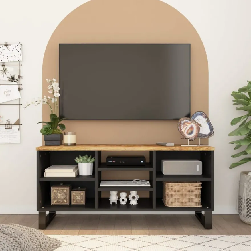 TV-taso, täysi mangopuu ja tekninen puu, 100x33x46 cm, eri värejä (31937)