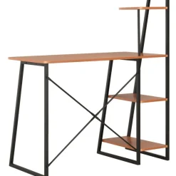 Työpöytä hyllyillä musta ja ruskea 102x50x117 cm
