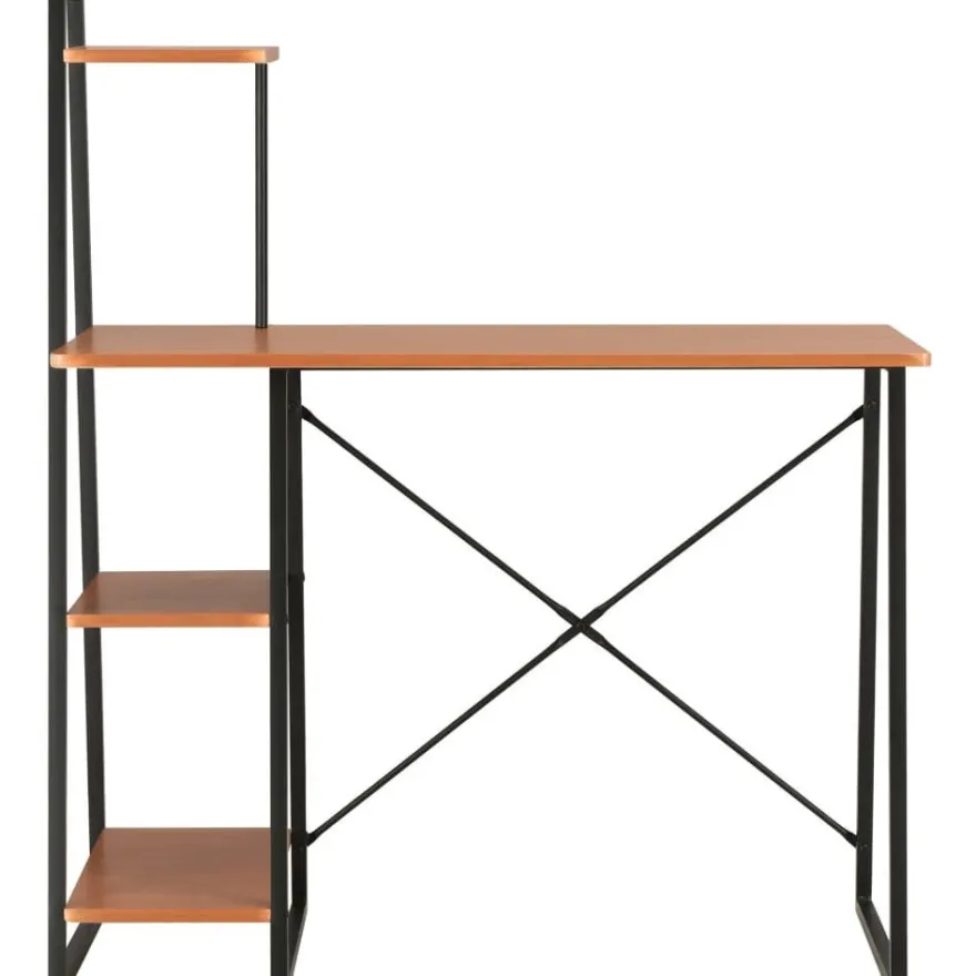 Työpöytä hyllyillä musta ja ruskea 102x50x117 cm
