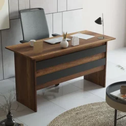 Työpöytäkokonaisuus Linento Furniture VO10, tummanruskea/harmaa