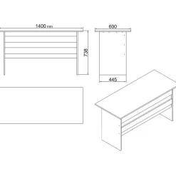 Työpöytäkokonaisuus Linento Furniture VO10, tummanruskea/harmaa