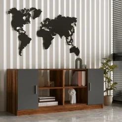 Työpöytäkokonaisuus Linento Furniture VO10, tummanruskea/harmaa