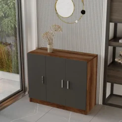 Työpöytäkokonaisuus Linento Furniture VO12, tummanruskea/harmaa