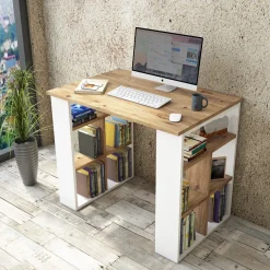 Työpöytä Linento Furniture BR1, ruskea/valkoinen