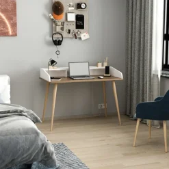 Työpöytä Linento Furniture Mir, ruskea/valkoinen