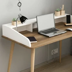 Työpöytä Linento Furniture Mir, ruskea/valkoinen