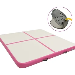Täytettävä voimistelumatto pumpulla 200x200x10 cm PVC pinkki