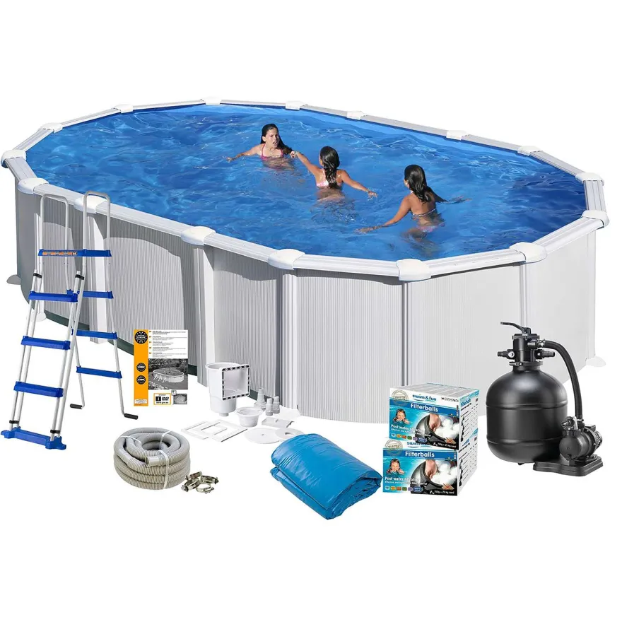 Uima-allaspaketti Swim & Fun Basic 132, 730x375cm, valkoinen