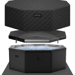 Ulkoporeallas Wave Spa Como, 6 hlöä, 90 suutinta, WiFi, kahdeksankulmainen, koottava, musta