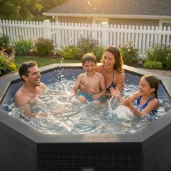 Ulkoporeallas Wave Spa Como, 6 hlöä, 90 suutinta, WiFi, kahdeksankulmainen, koottava, musta