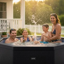 Ulkoporeallas Wave Spa Como, 6 hlöä, 90 suutinta, WiFi, kahdeksankulmainen, koottava, musta