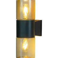 Ulkoseinävalaisin Aneta Lighting Lysekil, ylös/alas, musta/amber