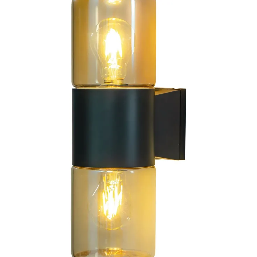 Ulkoseinävalaisin Aneta Lighting Lysekil, ylös/alas, musta/amber
