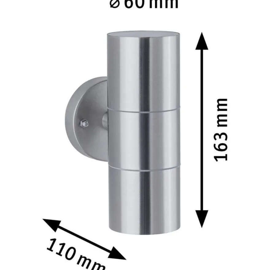 Ulkoseinävalaisin Paulmann Flame, IP44, 6cm, rst
