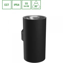 Ulkoseinävalaisin Spectrum Torre pyöreä 18W CCT IP54 99x78x162mm musta
