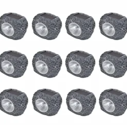 Ulkotilan aurinkoenergia led spottivalo kiven muotoinen 12kpl