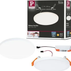 Upotettava LED-paneeli Paulmann Veluna, IP44, Ø12.5cm, 8.5W, 3000K, satiini