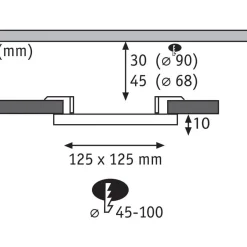 Upotettava LED-paneeli Paulmann Veluna, IP44, Ø12.5cm, 8.5W, 3000K, satiini