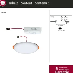 Upotettava LED-paneeli Paulmann Veluna, IP44, Ø12.5cm, 8.5W, 3000K, satiini