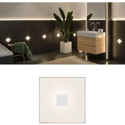 Upotettava LED-seinävalaisin Paulmann LumiTiles, IP44, 10x10cm, 2700K, himmennettävä, valkoinen