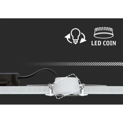 Upotettava LED-valaisin Paulmann Base Coin, Ø90mm, 5W, 370lm, 3000K, eri värejä