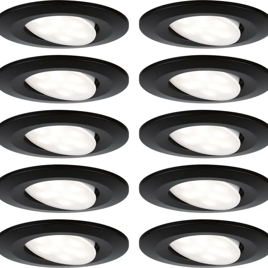 Upotettava LED-valaisin Paulmann Calla, 10kpl, IP65, Ø90mm, 6W, 500lm, 4000K, mattamusta