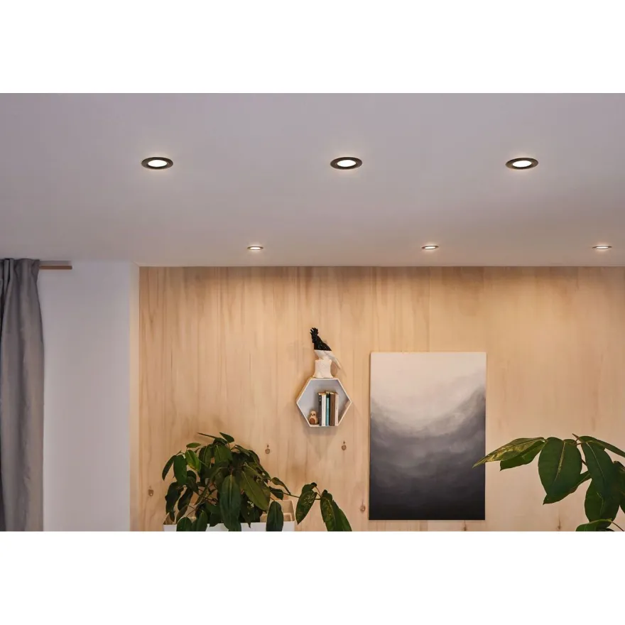 Upotettava LED-valaisin Paulmann Calla, 10kpl, IP65, Ø90mm, 6W, 500lm, 4000K, mattamusta