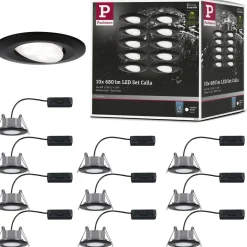 Upotettava LED-valaisin Paulmann Calla, 10kpl, IP65, Ø90mm, 6W, 500lm, 4000K, mattamusta