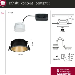 Upotettava LED-valaisin Paulmann Cole Coin, IP44, Ø88mm, 6W, 470lm, 2700K, himmennettävä, eri värejä