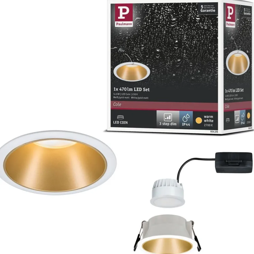 Upotettava LED-valaisin Paulmann Cole Coin, IP44, Ø88mm, 6W, 470lm, 2700K, himmennettävä, eri värejä