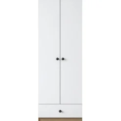 Vaatekaappi Linento Furniture BA118 2418, 60cm, valkoinen/pähkinä