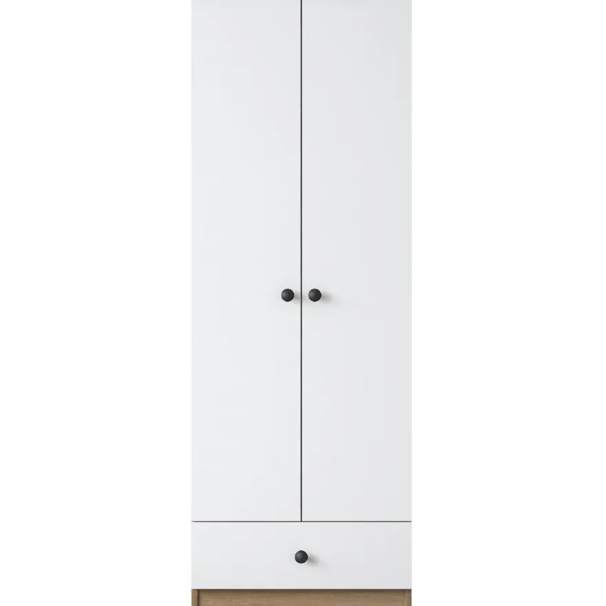 Vaatekaappi Linento Furniture BA118 2418, 60cm, valkoinen/pähkinä