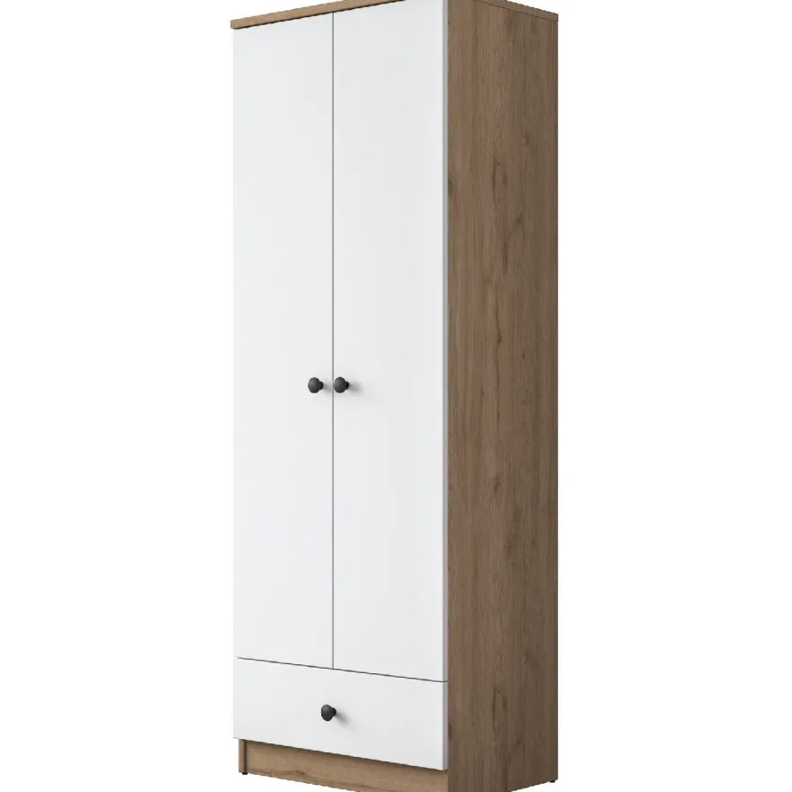 Vaatekaappi Linento Furniture BA118 2418, 60cm, valkoinen/pähkinä