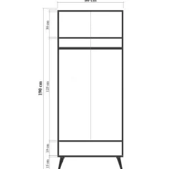 Vaatekaappi Linento Furniture City Tulip, 80cm