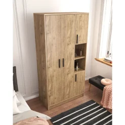 Vaatekaappi Linento Furniture Cupra, 90x177cm, ruskea