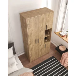 Vaatekaappi Linento Furniture Cupra, 90x177cm, ruskea