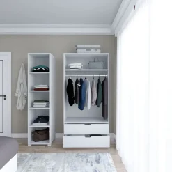 Vaatekaappi Linento Furniture Duru, 130x183cm, valkoinen
